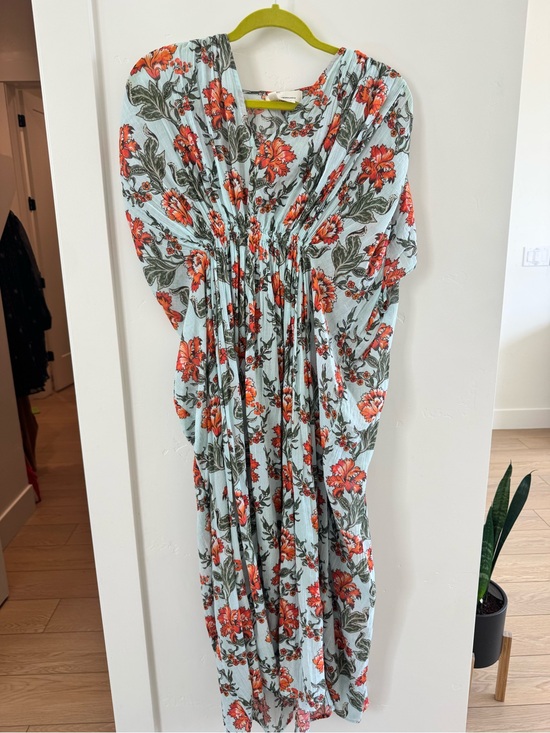 Anthropologie Dresses & Skirts - Anthropologie Light Blue Floral Maxi with Orange Blooms